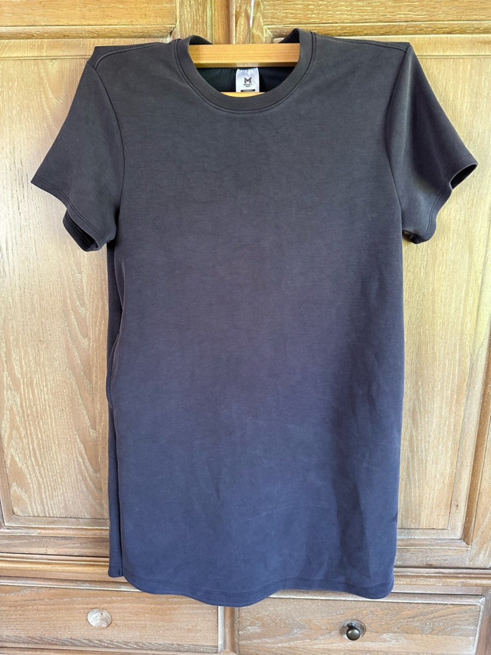 Women’s Black Short-Sleeve T-Shirt Dress with Pockets